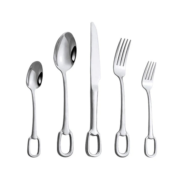 5Pcs Tableware Set Stainless Steel Cutlery Set Elegant Dinnerware Set