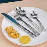 16Pcs Cutlery Set Stainless Steel Engraved Pattern Silverware