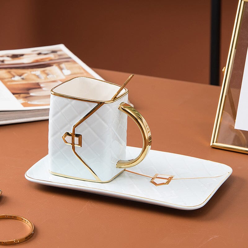 Creative Handbag Shaped Mug With Saucer And Spoon