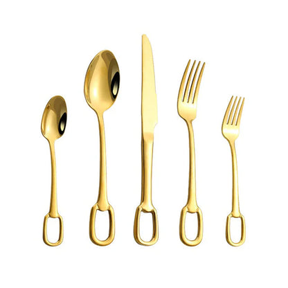 5Pcs Tableware Set Stainless Steel Cutlery Set Elegant Dinnerware Set