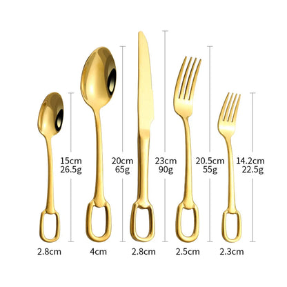5Pcs Tableware Set Stainless Steel Cutlery Set Elegant Dinnerware Set