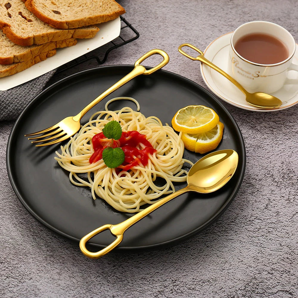 5Pcs Tableware Set Stainless Steel Cutlery Set Elegant Dinnerware Set