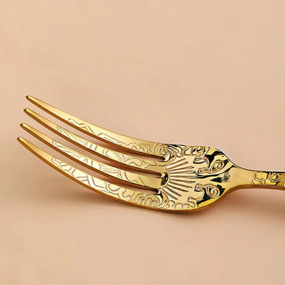 16Pcs Cutlery Set Stainless Steel Engraved Pattern Silverware